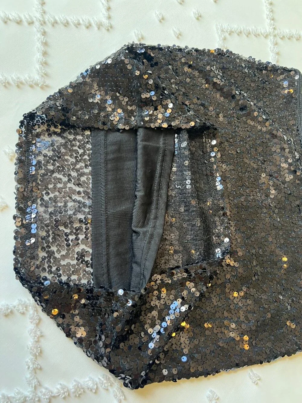 Poof Couture Black Sequin Mini Skirt - Stretch Sparkle NWOT SIZE LARGE